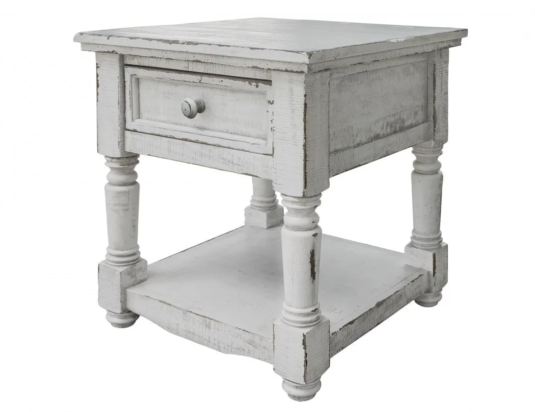 Stonegate Solid Wood End table - White